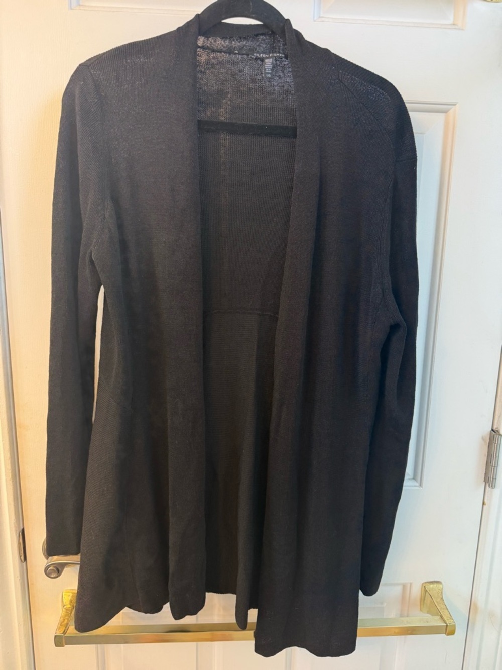 Eileen Fisher Black Open-Front Knit Cardigan